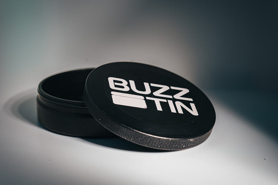 Matte Black Buzztin Round Thick open CNC-machined aluminum pouch container